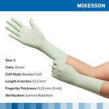 McKesson Perry Performance Plus Surgical Glove Size 8 Sterile Polyisoprene Standard Cuff Length Smooth Green Chemo Tested, 20-2080N, Box of 50
