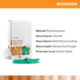 McKesson Perry Performance Plus Surgical Glove Size 5.5 Sterile Polychloroprene Standard Cuff Length Smooth Dark Green Chemo Tested, 20-2555N, Box of 50
