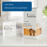 McKesson Perry Surgical Glove Size 6 Sterile Latex Standard Cuff Length Smooth Brown Not Chemo Approved, 20-1360N, Box of 50