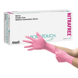 Micro-Touch NitraFree Exam Glove Medium NonSterile Nitrile Standard Cuff Length Textured Fingertips Pink Chemo Tested, 6034512, Box of 1