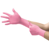 Micro-Touch NitraFree Exam Glove Medium NonSterile Nitrile Standard Cuff Length Textured Fingertips Pink Chemo Tested, 6034512, Case of 10