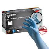 NitriDerm EP Exam Glove Medium NonSterile Nitrile Extended Cuff Length Fully Textured Blue Chemo Tested / Fentanyl Tested, 182200, Box of 100