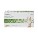 McKesson Confiderm Exam Glove X-Small NonSterile Latex Standard Cuff Length Fully Textured Ivory Not Rated, 14-1380, Box of 100