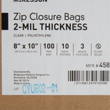 McKesson Reclosable Bag 8 X 10 Inch Polyethylene Clear Zipper Closure, 4581, Box of 10