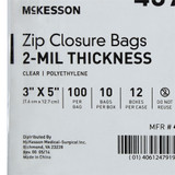 McKesson Reclosable Bag 3 X 5 Inch Polyethylene Clear Zipper Closure, 4578, Box of 10