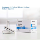 McKesson Alkaline Battery AAA Cell 1.5V Disposable 24 Pack, 4856, Case of 600