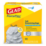 CloroxPro Glad ForceFlex Tall Kitchen Trash Bag 13 gal. 0.95 mil 24 X 28 Inch Gray Tall Kitchen Flat Pack, 70427, Case of 100