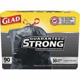 Trash Bag Glad® 30 gal. Black LLDPE 1.05 mil 30 x 33 Inch Flat Pack 78952 Case of 90 78952 Glad® 1050830_CS