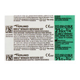 Surflo Infusion Set 21 Gauge 3/4 Inch 12 Inch Tubing Without Port, SV-21BLK, Box of 50