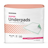 McKesson Super Disposable Underpad 30 X 30 Inch Fluff / Polymer Moderate Absorbency, UPMD3030, Case of 150