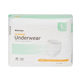 McKesson Classic Absorbent Underwear Pull On with Tear Away Seams Adult Large Unisex Disposable Light Absorbency, UWELG, Case of 4