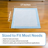 McKesson Classic Disposable Underpad 17 X 24 Inch Fluff / Polymer Light Absorbency, UPLT1724, Case of 300