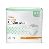 McKesson Classic Absorbent Underwear Pull On with Tear Away Seams Adult X-Large Unisex Disposable Light Absorbency, UWEXL, Case of 4