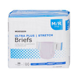 McKesson Ultra Plus Stretch Incontinence Brief Adult Medium Unisex Disposable Heavy Absorbency, BRSTRMR, Case of 4