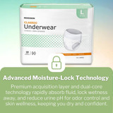 McKesson Classic Absorbent Underwear Pull On with Tear Away Seams Adult Large Unisex Disposable Light Absorbency, UWELG, Bag of 1