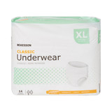 McKesson Classic Absorbent Underwear Pull On with Tear Away Seams Adult X-Large Unisex Disposable Light Absorbency, UWEXL, Bag of 1