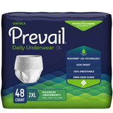 Prevail Daily Underwear Extra Absorbent Underwear Pull On with Tear Away Seams Adult 2X-Large Unisex Disposable Moderate Absorbency, PV-517, Case of 48