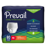 Prevail Daily Underwear Extra Absorbent Underwear Pull On with Tear Away Seams Adult Medium Unisex Disposable Moderate Absorbency, PV-512, Pack of 20