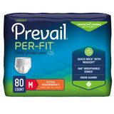 Prevail Per-Fit Extra Absorbent Underwear Pull On with Tear Away Seams Adult Medium Unisex Disposable Heavy Absorbency, PF-512, Bag of 20