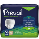 Prevail Daily Underwear Maximum Absorbent Underwear Pull On with Tear Away Seams Adult X-Large Unisex Disposable Heavy Absorbency, PVS-514, Bag of 1