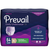 Prevail Daily Underwear Absorbent Underwear Pull On with Tear Away Seams Adult X-Large Female Disposable Heavy Absorbency, PWC-514/1, Bag of 16