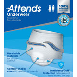 Attends Absorbent Underwear Pull On with Tear Away Seams Adult X-Large Unisex Disposable Heavy Absorbency, APP0740, Case of 56
