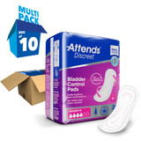 Attends Discreet Bladder Control Pad 10-1/2 Inch Length Moderate Absorbency Polymer Core One Size Fits Most, ADPMOD, Bag of 20