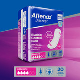 Attends Discreet Bladder Control Pad 10-1/2 Inch Length Moderate Absorbency Polymer Core One Size Fits Most, ADPMOD, Bag of 20