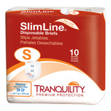 Tranquility Slimline Incontinence Brief Adult Small Unisex Disposable Heavy Absorbency, 2120, Pack of 10