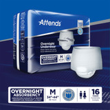 Attends Overnight Absorbent Underwear Pull On with Tear Away Seams Adult Medium Unisex Disposable Heavy Absorbency, APPNT20, Case of 64