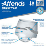 Attends Care Absorbent Underwear Pull On with Tear Away Seams Adult Medium Unisex Disposable Heavy Absorbency, APV20, Bag of 20