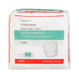 Sure Care Ultra Absorbent Underwear Pull On with Tear Away Seams Adult X-Large Unisex Disposable Heavy Absorbency, 1455, Case of 56