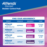Attends Discreet Bladder Control Pad 10-1/2 Inch Length Moderate Absorbency Polymer Core One Size Fits Most, ADPMOD, Case of 200