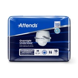 Attends Overnight Absorbent Underwear Pull On with Tear Away Seams Adult Medium Unisex Disposable Heavy Absorbency, APPNT20, Bag of 16