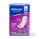 Attends Discreet Bladder Control Pad 14-1/2 Inch Length Moderate Absorbency Polymer Core One Size Fits Most, ADPMAL, Bag of 20