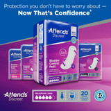 Attends Discreet Bladder Control Pad 14-1/2 Inch Length Moderate Absorbency Polymer Core One Size Fits Most, ADPMAL, Bag of 20