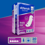 Attends Discreet Maximum Bladder Control Pad 13 Inch Length Heavy Absorbency Polymer Core One Size Fits Most, ADPMAX, Bag of 20