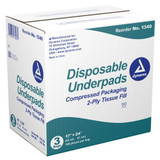 Dynarex Disposable Underpad 17 X 24 Inch Fluff Light Absorbency, 1340, Bag of 100