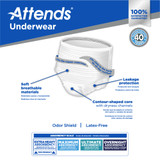 Attends Care Absorbent Underwear Pull On with Tear Away Seams Adult Medium Unisex Disposable Heavy Absorbency, APV20100, Case of 100