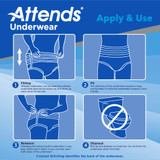 Attends Care Absorbent Underwear Pull On with Tear Away Seams Adult Medium Unisex Disposable Heavy Absorbency, APV20100, Bag of 25