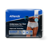 Attends For Men Absorbent Underwear Pull On with Tear Away Seams Adult Large Male Disposable Heavy Absorbency, ADUM35, Bag of 18