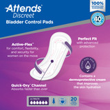Attends Discreet Bladder Control Pad 15 Inch Length Heavy Absorbency Polymer Core One Size Fits Most, ADPULT, Case of 200