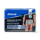 Attends For Men Absorbent Underwear Pull On with Tear Away Seams Adult Small / Medium Male Disposable Heavy Absorbency, ADUM15, Case of 80