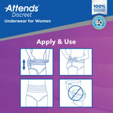 Attends Discreet Absorbent Underwear Pull On with Tear Away Seams Adult Medium Female Disposable Heavy Absorbency, ADUF20, Case of 80