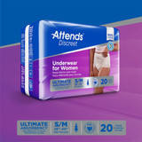 Attends Discreet Absorbent Underwear Pull On with Tear Away Seams Adult Medium Female Disposable Heavy Absorbency, ADUF20, Bag of 20