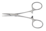 Hemostatic Forceps McKesson Hartmann-Mosquito 3-1/2 Inch Length Office Grade Stainless Steel NonSterile Ratchet Lock Finger Ring Handle Curved 43-2-421 Pack of 1