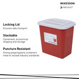 McKesson Prevent Sharps Container Red Base 10-1/4 H X 7 W X 10-1/2 D Inch Horizontal Entry 2 Gallon, 047, Pack of 1