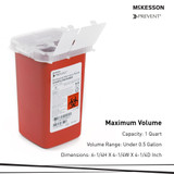 McKesson Prevent Sharps Container Red Base 6-1/4 H X 4-1/4 W X 4-1/4 D Inch Vertical Entry 0.25 Gallon, 065, Case of 80