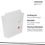 McKesson Prevent Sharps Container Translucent Base 10-3/4 H X 10-1/2 W X 4-3/4 D Inch Horizontal Entry 1.25 Gallon, 2261, Case of 20
