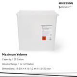 McKesson Prevent Sharps Container Translucent Base 10-3/4 H X 10-1/2 W X 4-3/4 D Inch Horizontal Entry 1.25 Gallon, 2261, Case of 20